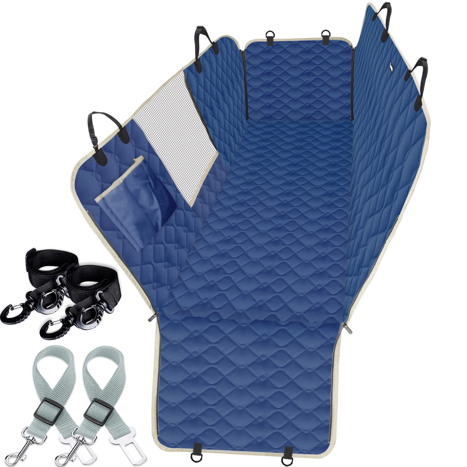 Lassie Dog Car Seat Covers for Back Seat Waterproof with Mesh Visual Window Durable Scratchproof Nonslip Dog Car Hammock with Universal Size Fits for Cars, Trucks & SUVs