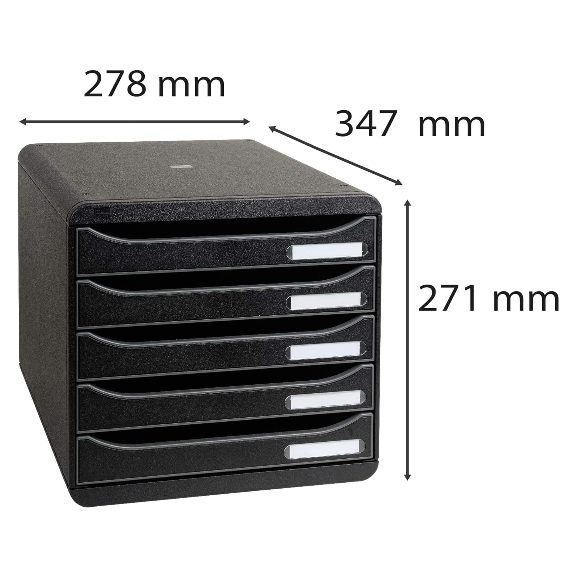 Exacompta 309714D Premium Ablagebox mit 5 Schubladen für DIN A4+ Dokumente. Stapelbare Schubladenbox mit hoher Kapazität für mehr Platz auf dem Schreibtisch Big Box Plus EcoBlack Schwarz