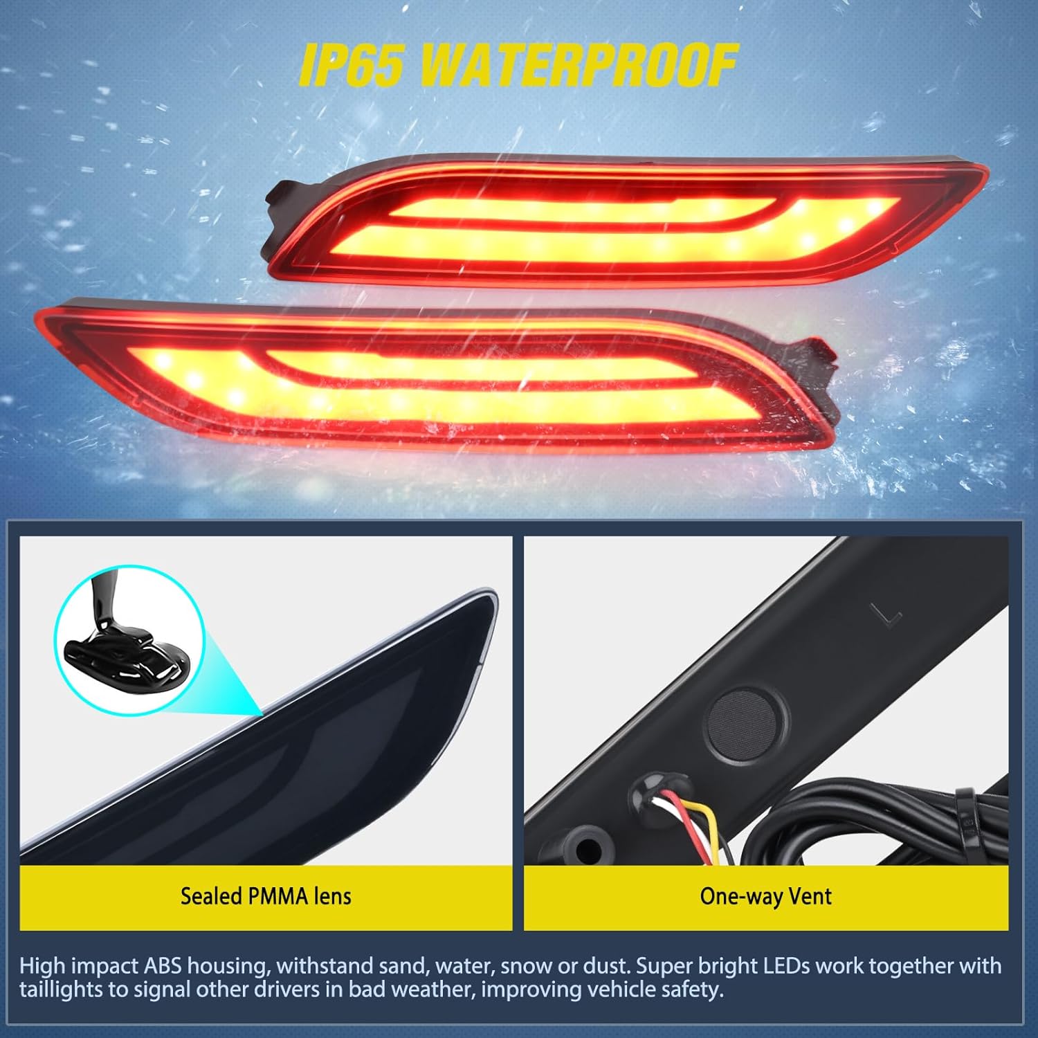 Nilight Rear Bumper Tail Light Compatible with 2018 2019 2020 2021 2022 2023 2024 2025 Toyota Camry Smoke Lens LED Reflector Rear Bumper Lamps Brake Turn Signal Sequential Flashing Driving Taillights