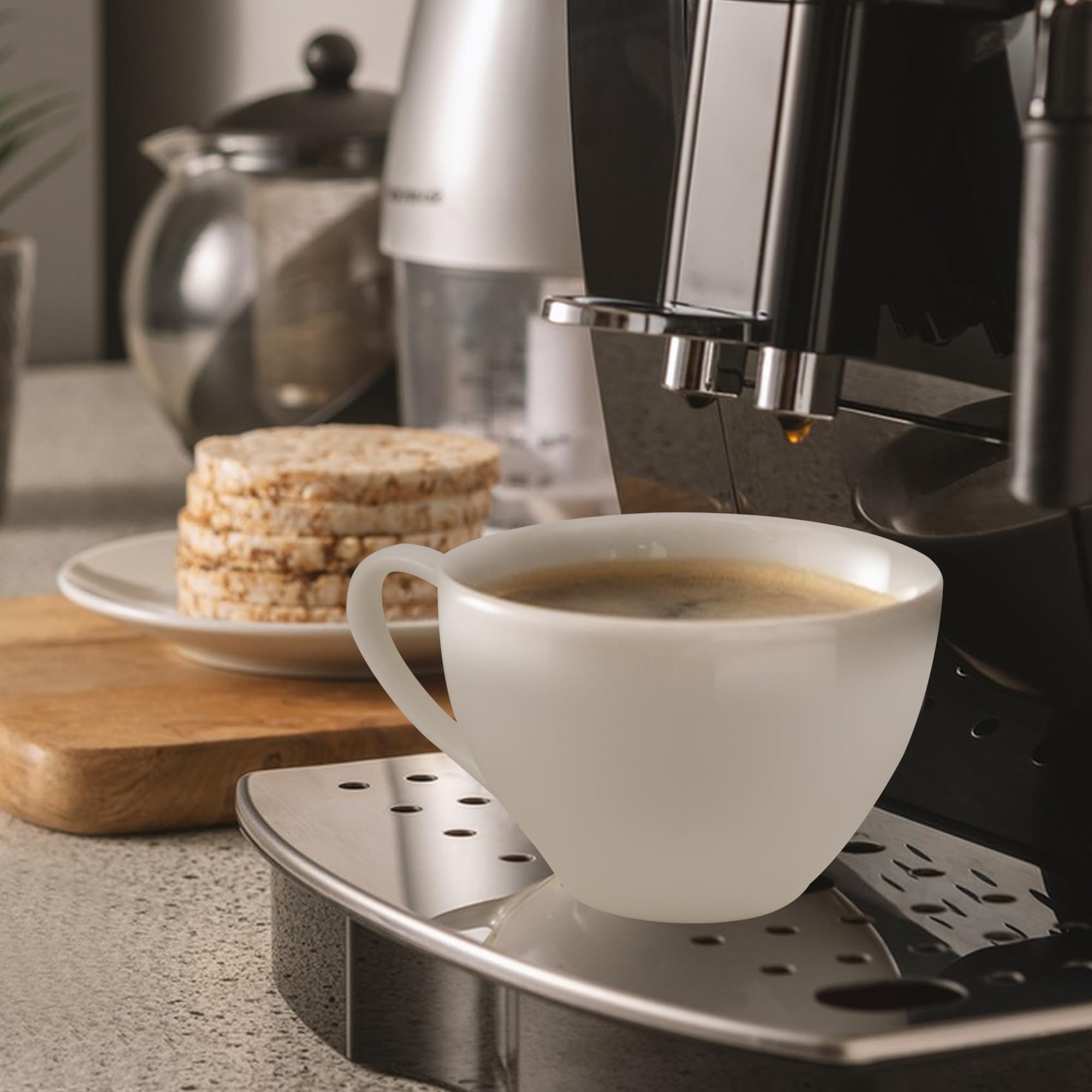 6 Stück Cappuccino Tassen Set 170 ml, Weiß Kaffeetassen mit Untertassen, Cappuccinotassen Porzellan Spülmaschinenfest Milchkaffee Tassen