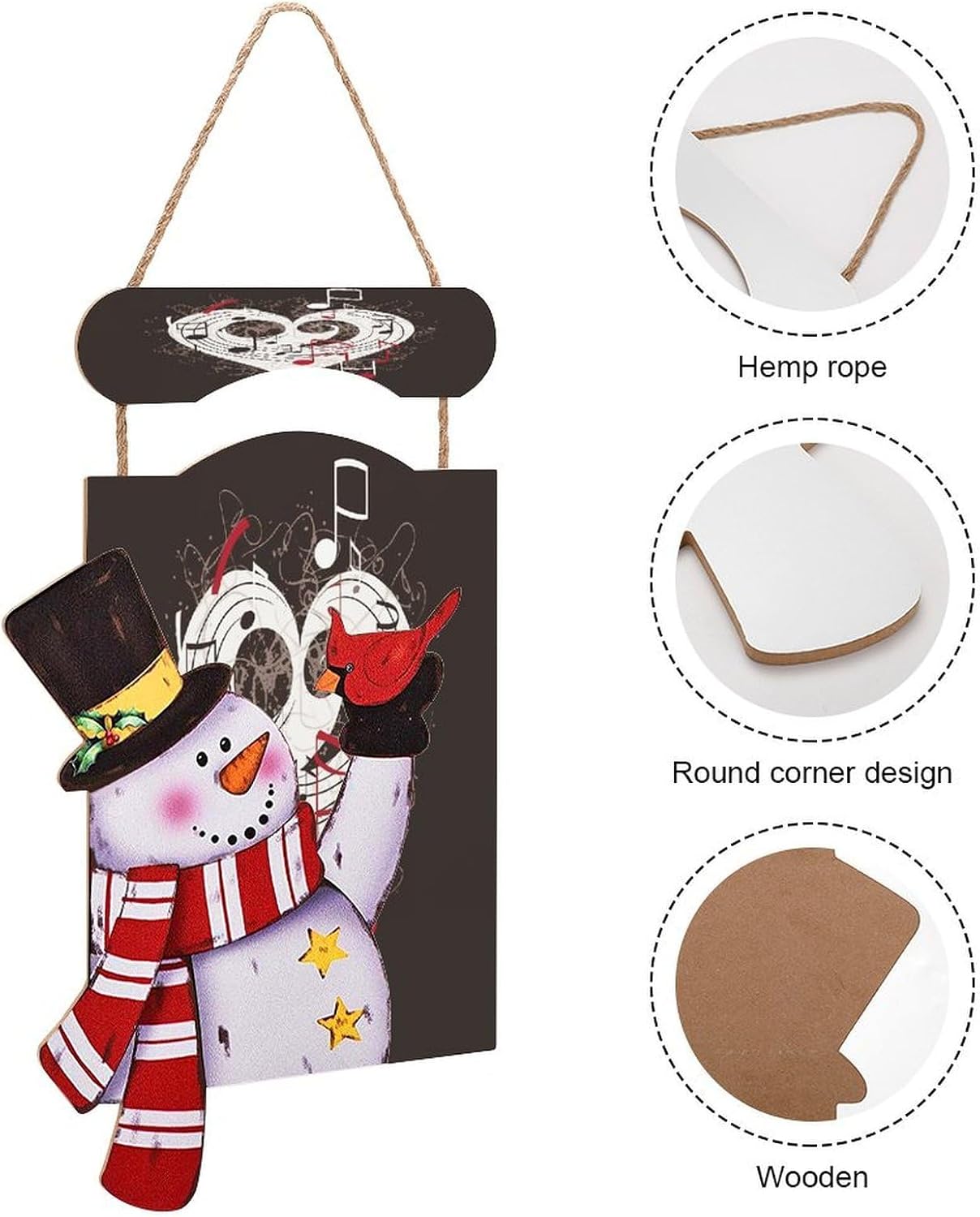 Music Symbols Love Christmas Snowman Wooden Hanging Sign image 3