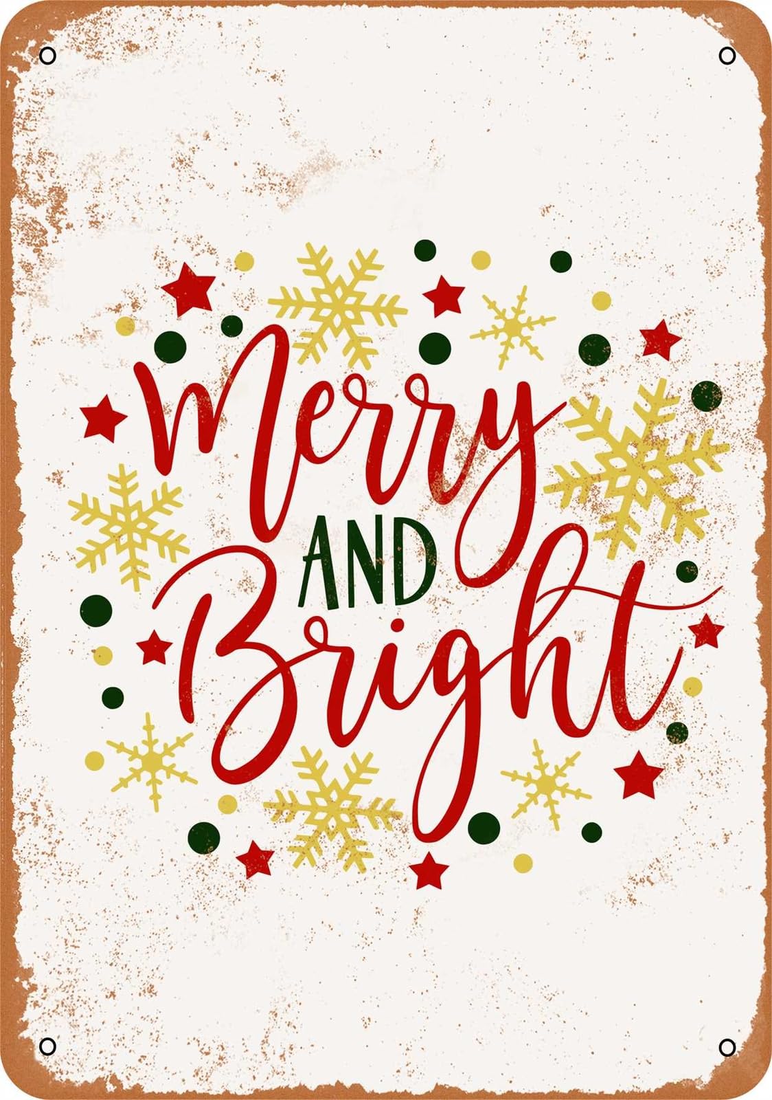 Miaomansenstore Metal Sign - Merry And Bright - Vintage Look Home Decor