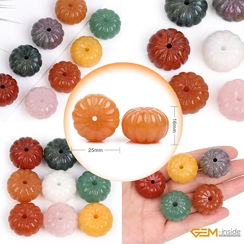 Miniatura 6 de GEM-Inside - 2 dijes naturales de calabaza tallados a mano de 0.984 in x 0.630 in para decoración de piedras preciosas semipreciosas para colgantes,