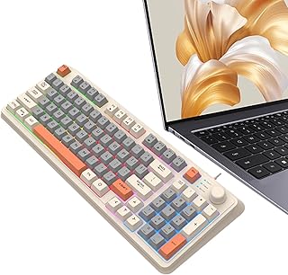 LEVABE PC Gamings Keyboards Mechanical | Computer Keyboards 94-Key Mechanical Keyboard | K82 Tricolor Glowing Wired PC Keyboard For Student Computer Worker PC Accessories