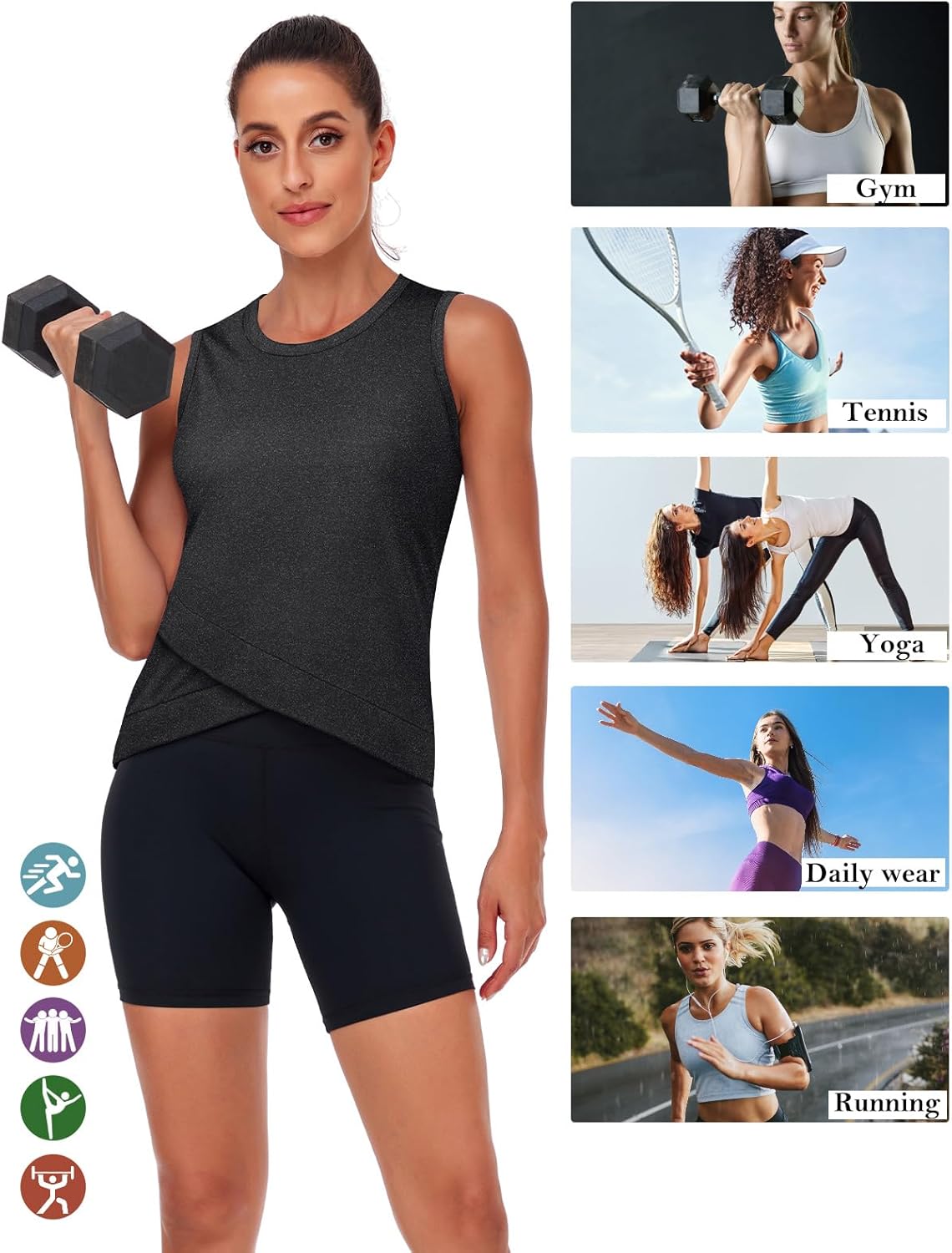 LURANEE Women's Workout Athletic Tank Tops Quick Dry Sun Protection Yoga Gym Crop Sleeveless Shirts - Image 4