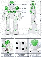 Vista 2 de KingsDragon - Robot RC, juguetes para niños con gestos y detección, robot inteligente a control remoto para niños de 4 a 8 años, regalo de Verde