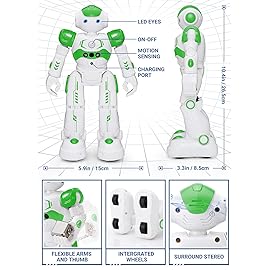 KingsDragon RC Robot Toys for Kids, Gesture & Sensing Remote Control Robot for Age 4 5 6 7 8 Year Old Boys Girls Birthday Present (Green)