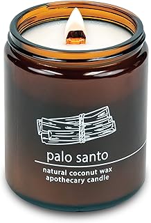Hemlock Park Crackling Wood Wick Candle Handcrafted with Natural Coconut Wax (Standard 8 oz, Palo Santo)