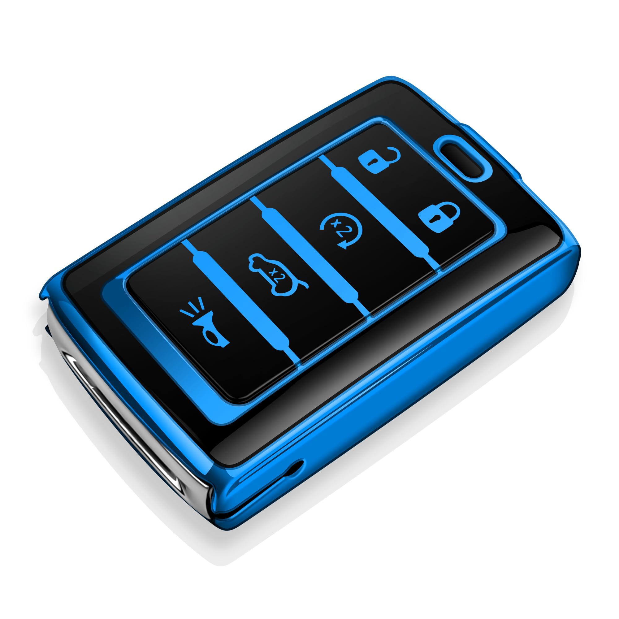 Tukellen for Jeep Key Fob Cover Soft TPU Full Protection Key Case Compatible with 2021-2026 Grand Cherokee L Grand Wagoneer Key Shell (Blue, 5