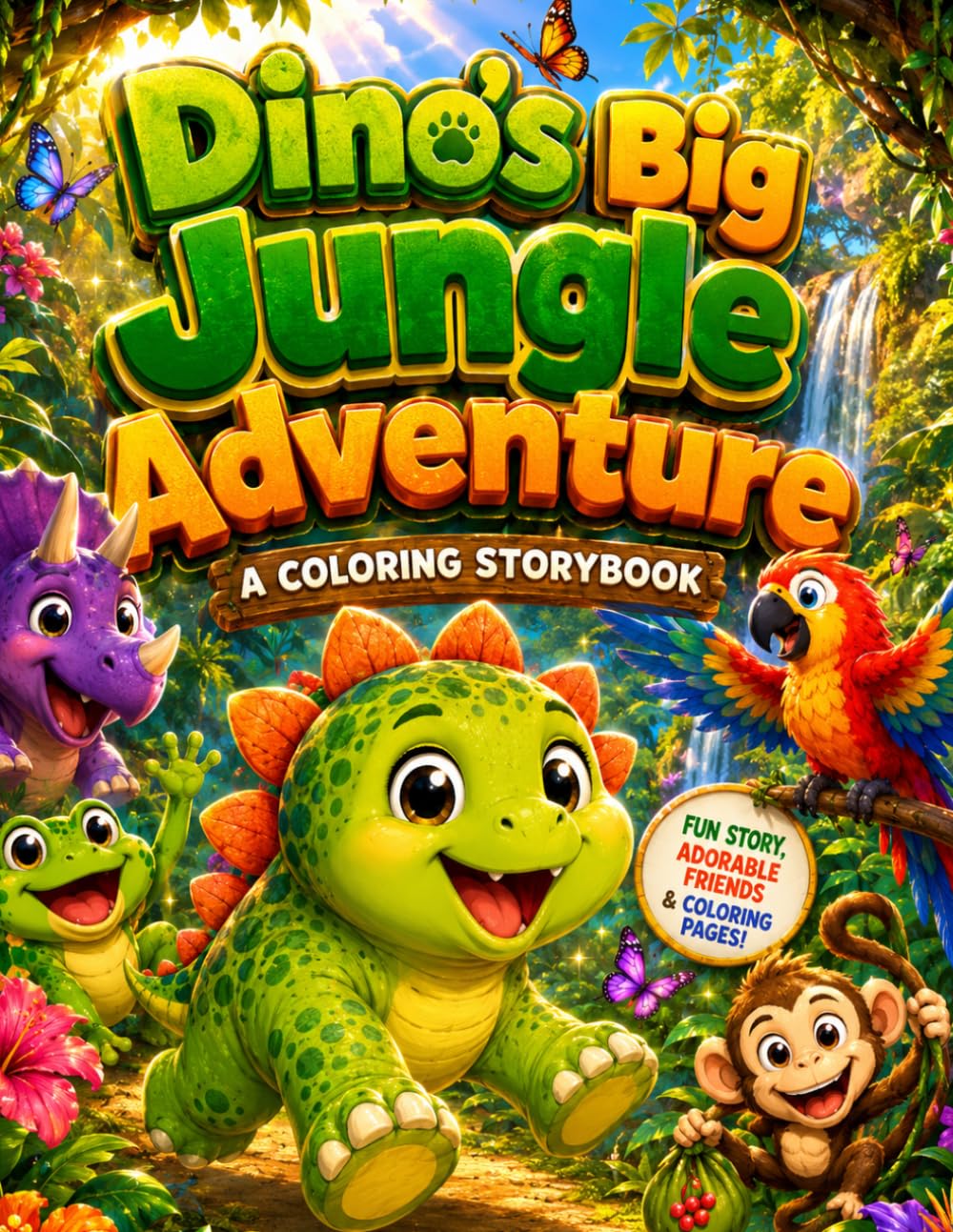 Dino's Big Jungle Adventure: A Coloring Storybook : A Read-Along Dinosaur Story with Coloring Pages: Follow Baby Dino Through a Magical Jungle — Color ... Earn Your Official Explorer Certificate!