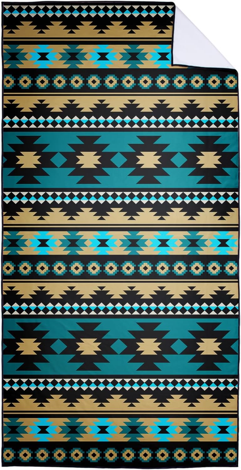 Southwestern Aztec Art Beach Towel Extra Large 36"x72", Geometric Print Microfiber Towels for Cruise Pool Travel Camping Picnic, Sand Free & Quick Dry, Thin & Lightweight