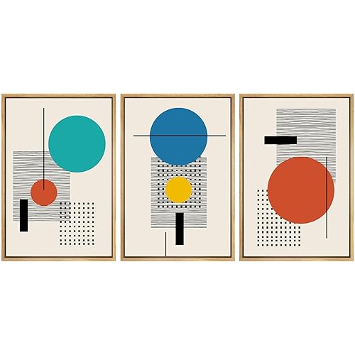 SIGNWIN Framed Canvas Wall Art Colorful Boho Decorative Art Geometric