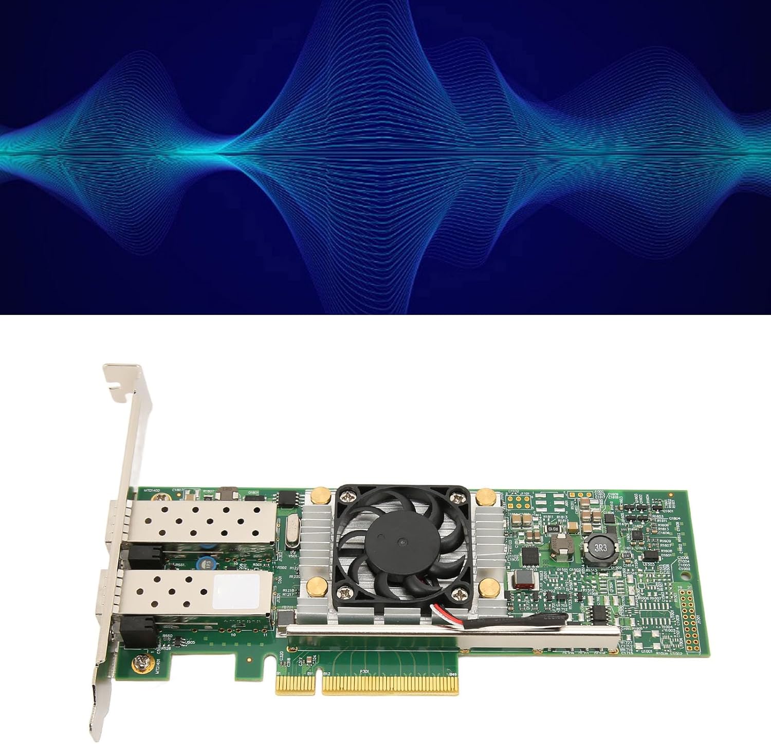 10Gb PCI-E Network Card Dual SFP Port NIC Network Card PCIe Ethernet Adapter with Cooling Fan Multifunction Express LAN Adapter for Server and Switching