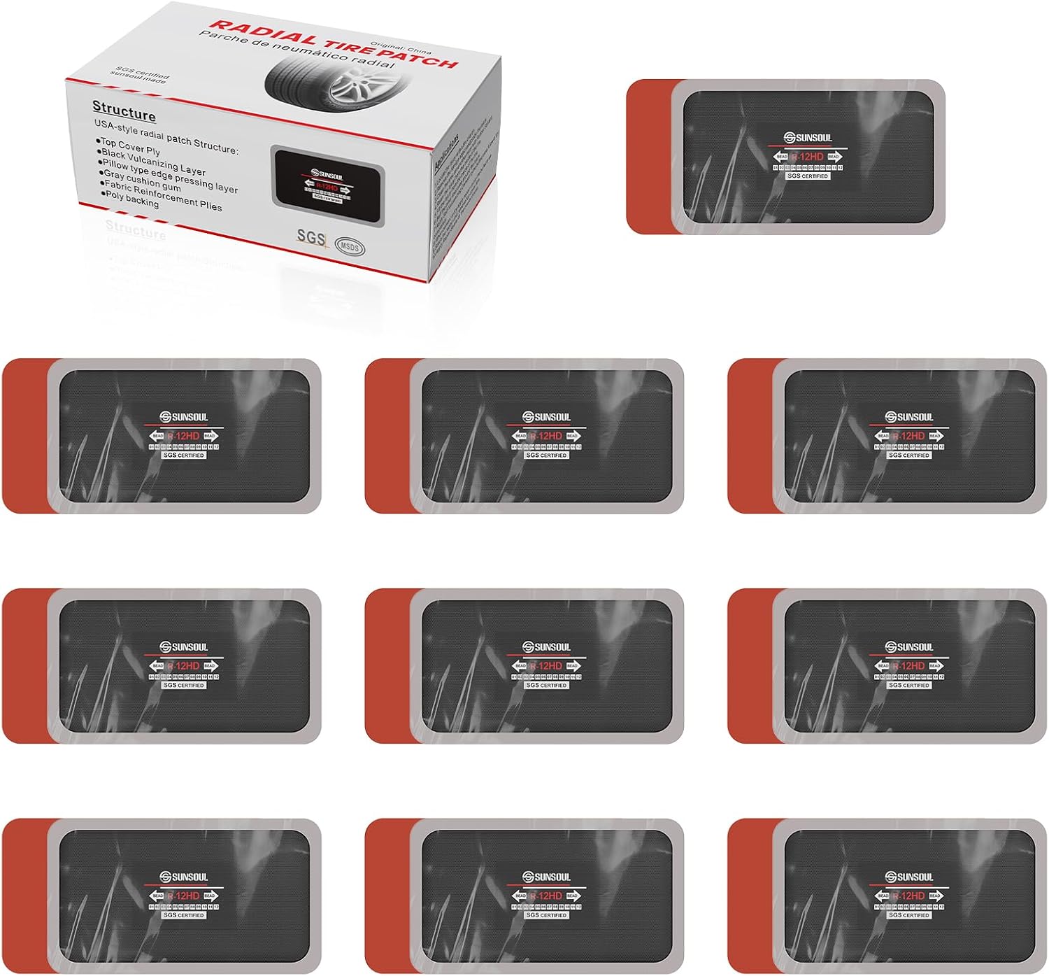 SUNSOUL 20pcs Radial Tire Patch 3.15" x 2.56", Heavy Duty Tire Repair Patches for Car Truck Bus Tractor Agricultural Vehicles