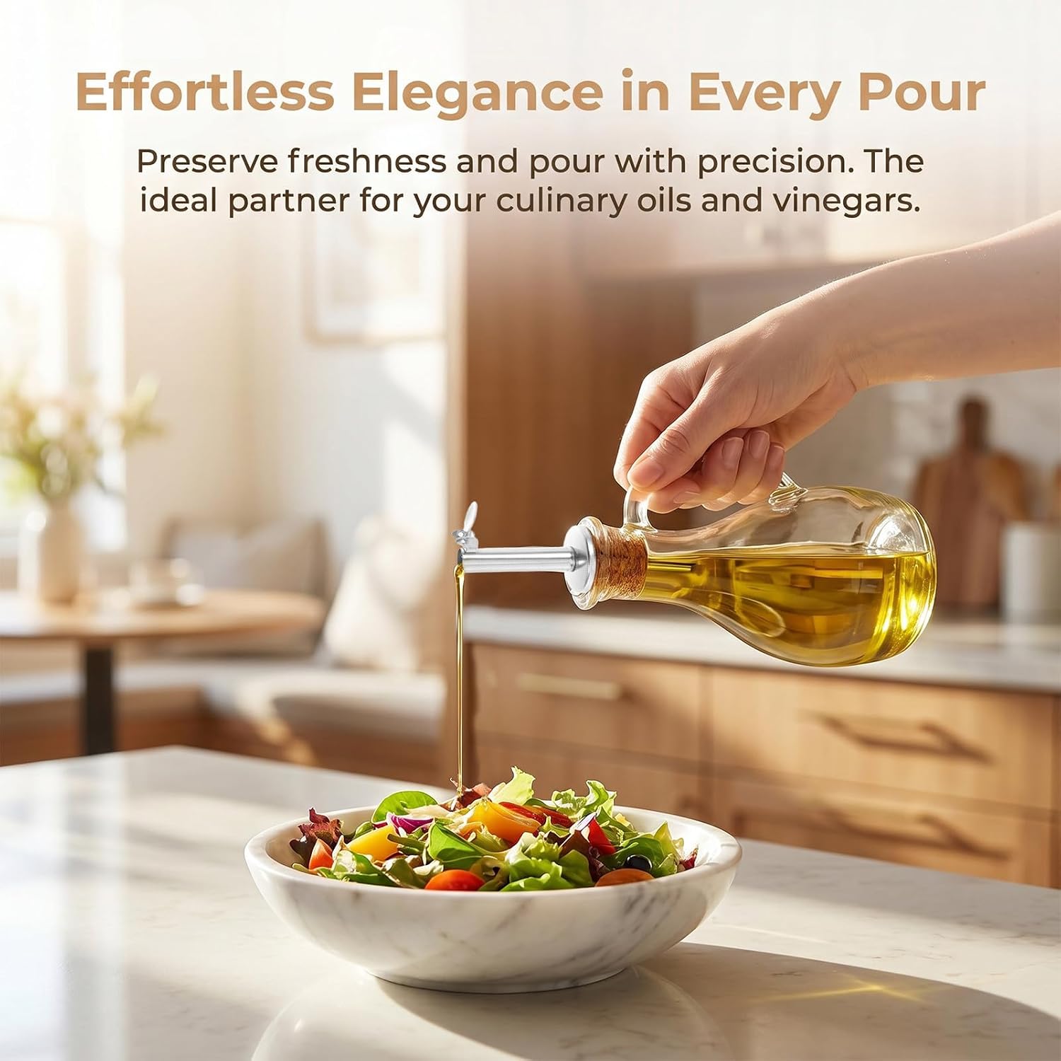 10pcs Stainless Steel Olive Oil Bottle Pourers with Cork Stoppers, Airtight Closure and Splash-free Design, Silver Oil Dispenser Spout Tops for Kitchen Tasks and Cooking image 3