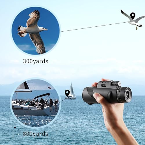 Miniatura 4 de Telescopio monocular de alta potencia de 40 x 60 para adultos, monocular para adaptador de teléfono inteligente, telescopio monocular, caza, vida