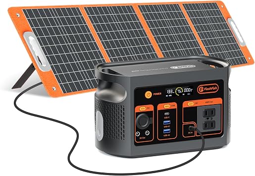 Solar Generator with Solar Panel Included, FF Flashfish 179Wh Portable Power Station+100W Foldable Solar Panel, Backup Power Battery and Solar Panel Kit for Home Blackout/RV/Camping