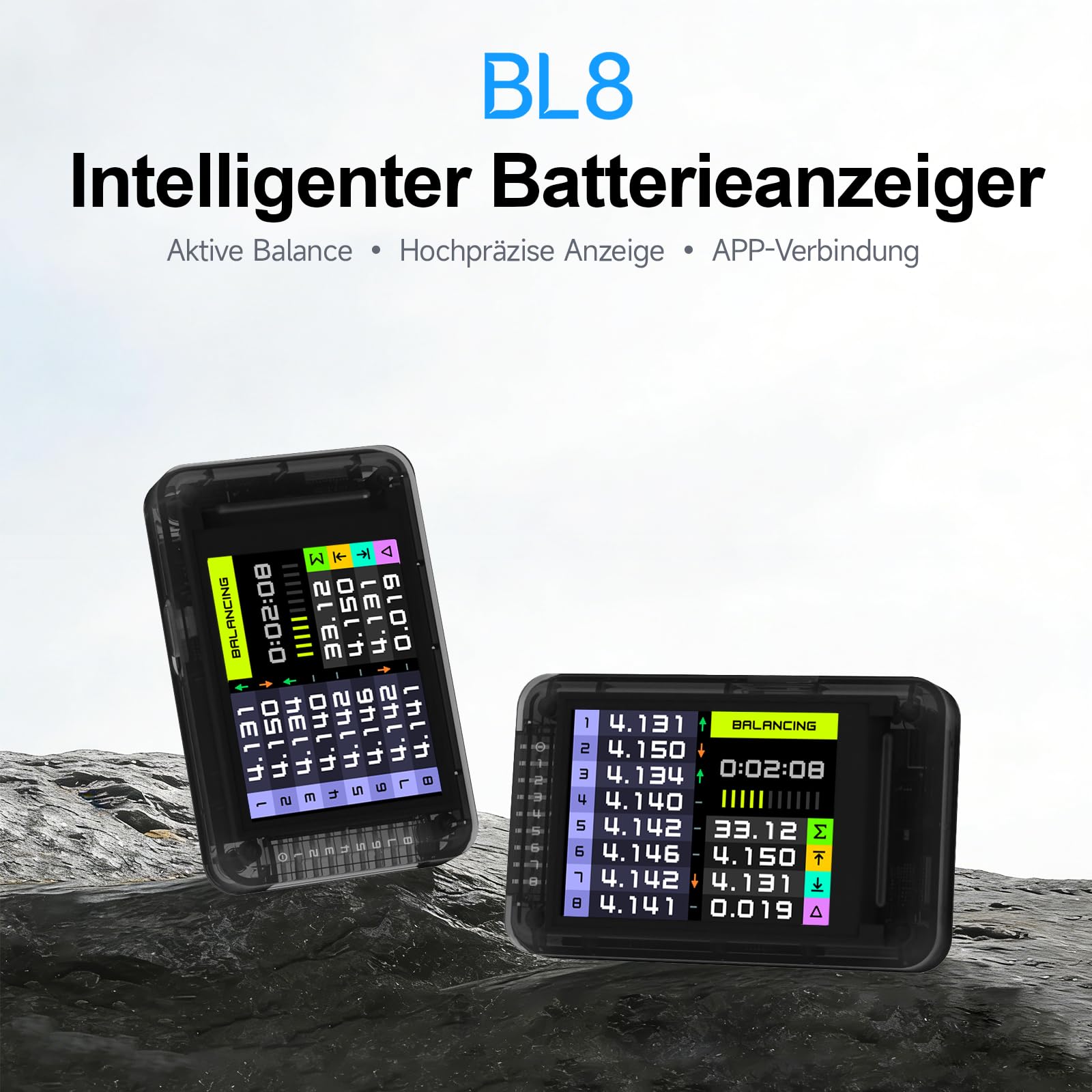 ISDT BL8 Digitaler Batterietester, 2-8S Lipo Checker für LiPo/Life/Li-ion/NiMH/Nicd, Aktives Balancieren in nur 15 Minuten, Kompaktes und leichtes Design