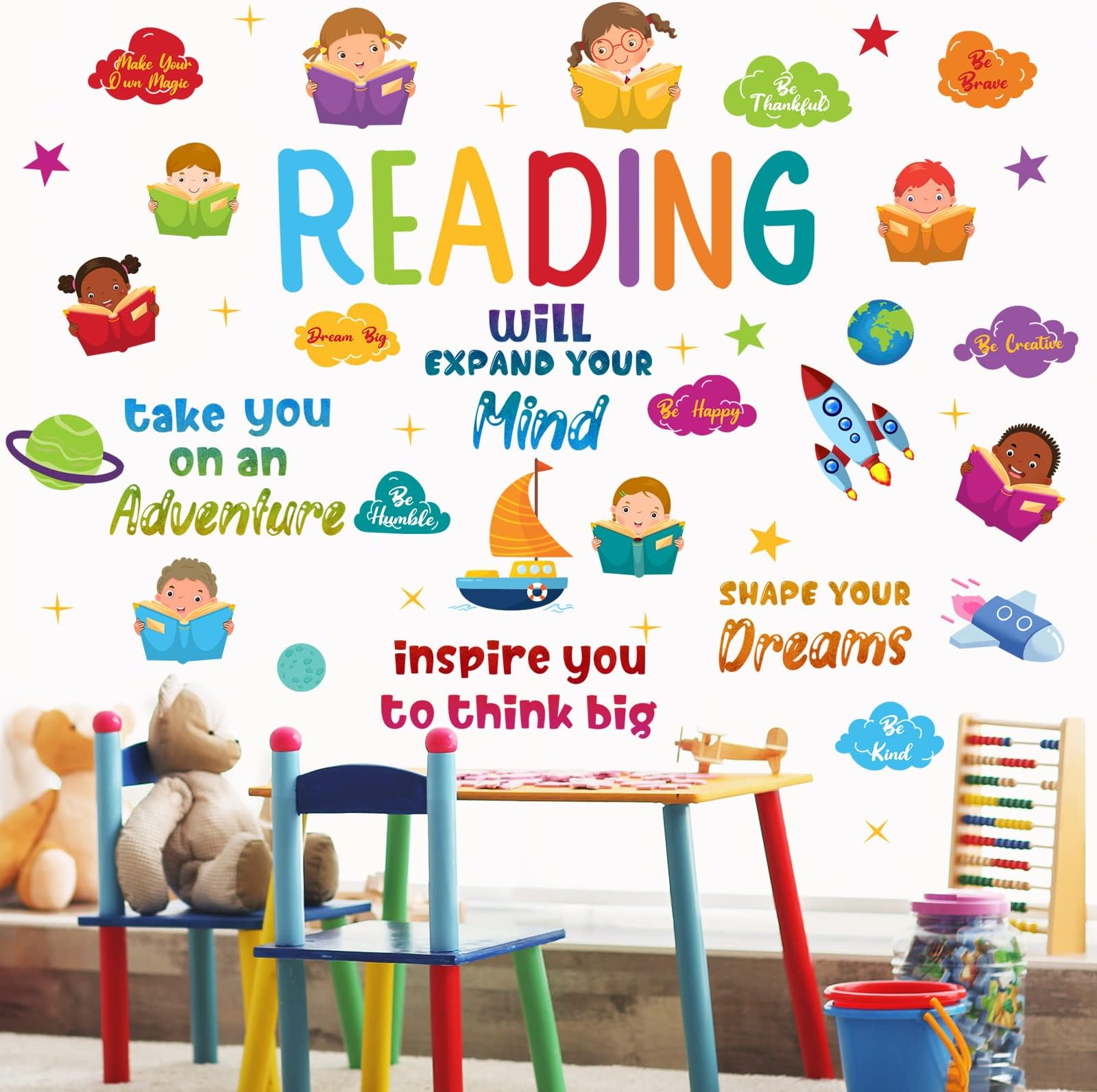 Kids Wall Stickers Classroom Stickers Colorful Inspirational Wall Stickers Nursery Stickers Playroom Wall Decor Motivational Wall Stickers Positive Saying Sticker Splash Wall Sticker