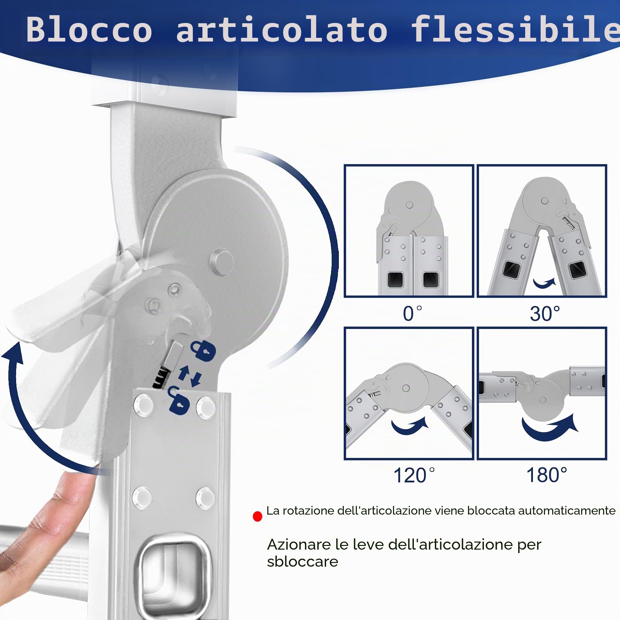 YRHome - Scala multiuso 6 in 1, in alluminio, articolabile, pieghevole, scala a tetto, 340 cm, multifunzionale, con piattaforma, fino a 150 kg di capacità, 4x3 gradini, argentata