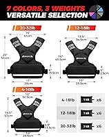 Vista 7 de BAGAIL Chaleco con peso ajustable para mujeres y hombres, 4-10 libras, 12-18 libras, 20-32 libras, chaleco de peso para entrenamientos en casa con 6