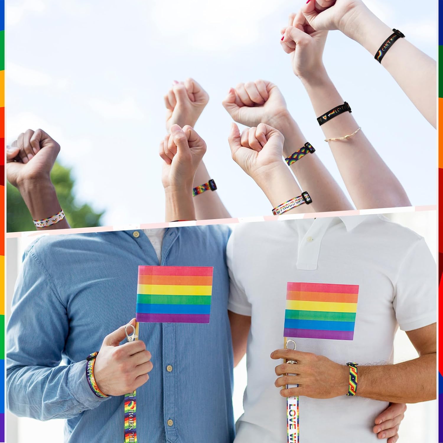 Ecally 200 Pcs Rainbow Pride Wristlet Keychains Bulk Gay Pride Key Chain LGBT Pride Gift Love Wins Pride Flag Key Rings Pride Accessories for LGBTQ Gay Lesbian Bisexual Pride Day Pride Month Supplies - Image 5