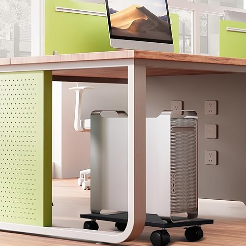 Miniatura 9 de Soporte de PC, soporte de torre para computadora con 4 ruedas giratorias - Soporte para CPU debajo del escritorio para jugadores y estudiantes,