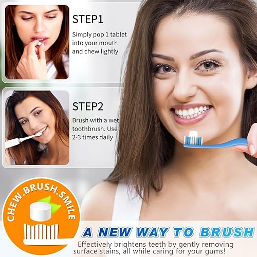 Miniatura 5 de Tabletas de pasta de dientes, nano hidroxiapatita, libre de fluoruro y plástico, menta, 70 tabletas