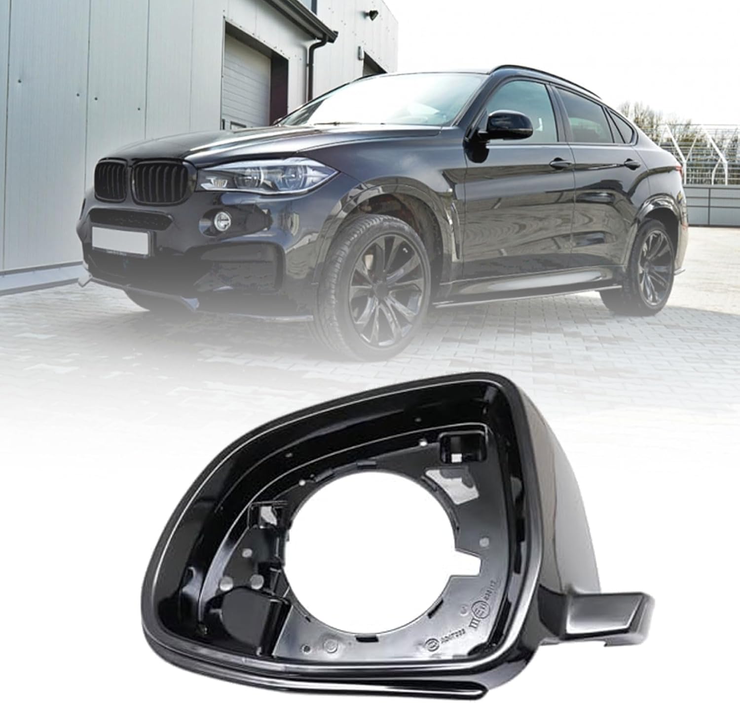 FZJDSD 51167327911 Mirror Housing Frame Trim Compatible with BMW X3 F25, X4 F26, X5 F15, X6 F16 2014-2019 Glossy Black Driver Side Mirror Cover Frame Supporting Ring