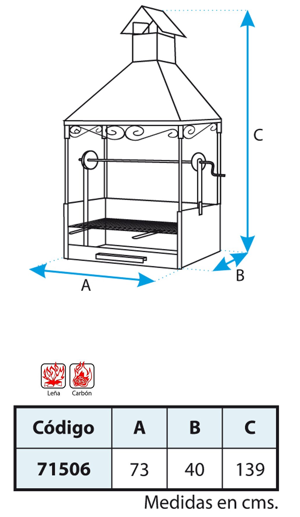 Imex El Zorro – Cajón Barbacoa con Chimenea y Parrilla Zincada | 139x73x40 cm | Hierro Forjado con Pintura Anticalórica y Cajón Recogecenizas | Ideal para Barbacoas de Obra con Carbón o Leña