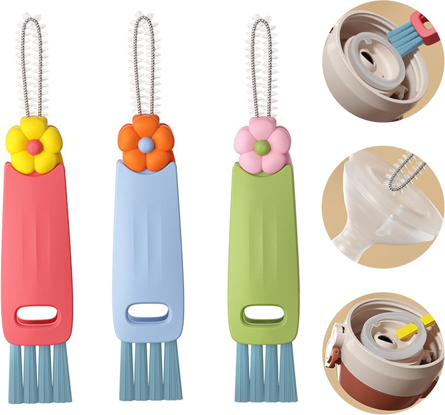 Cup Lid Gap Bottle Brush 3 in 1 Multifunctiona Bottle Cleaning Brush Set for Home Kitchen Cleaning Tools (3pcs)