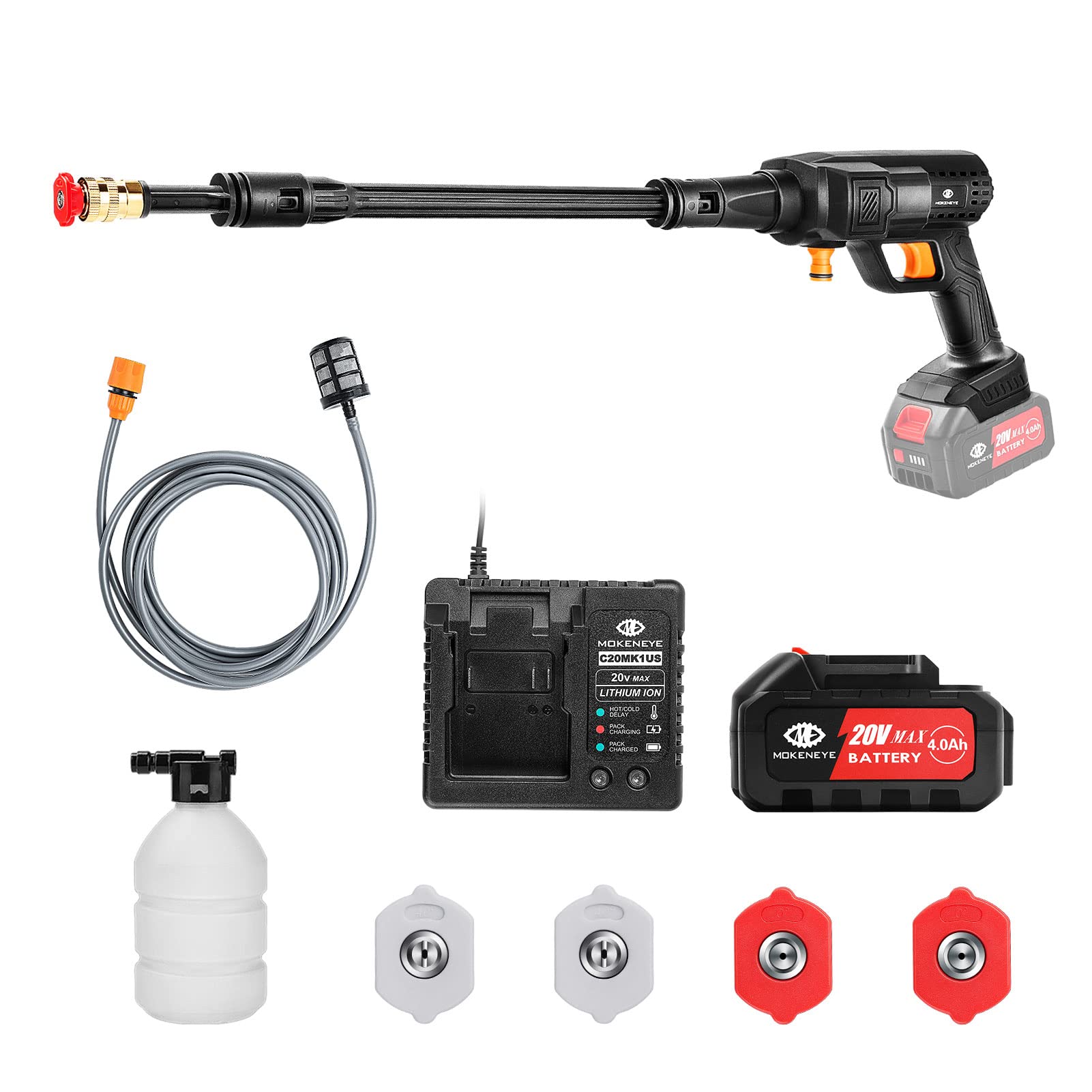 Buy 2023 Upgraded, MOKENEYE 20V Cordless Pressure Washer, Max 350PSI
