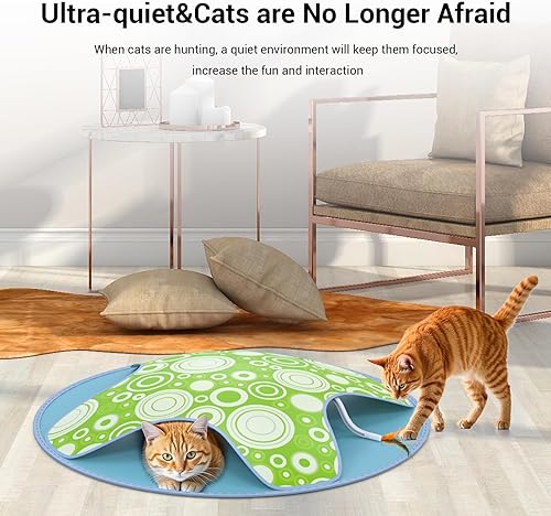 Miniatura 4 de Juguete interactivo para gatos, juguetes automáticos 2 en 1 para gatos con modo de ocultación, plumas ocultas en movimiento, dos velocidades