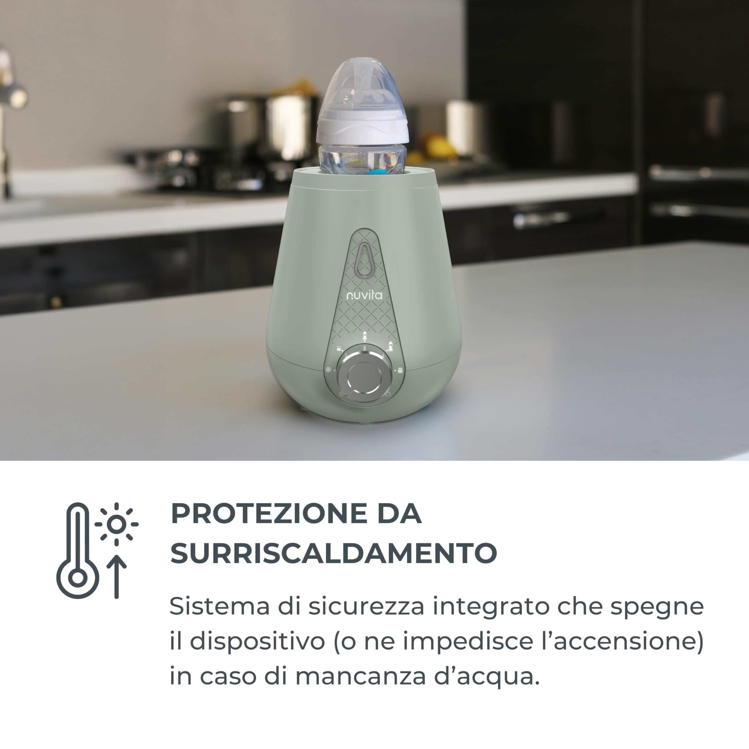 Nuvita 1165 | Scalda Biberon Neonato Casa e Auto | Scaldabiberon da Viaggio | Scaldabiberon Veloce | Scalda Latte Neonato | Scalda Pappa Neonato | Riscalda Alimenti - Sage Green