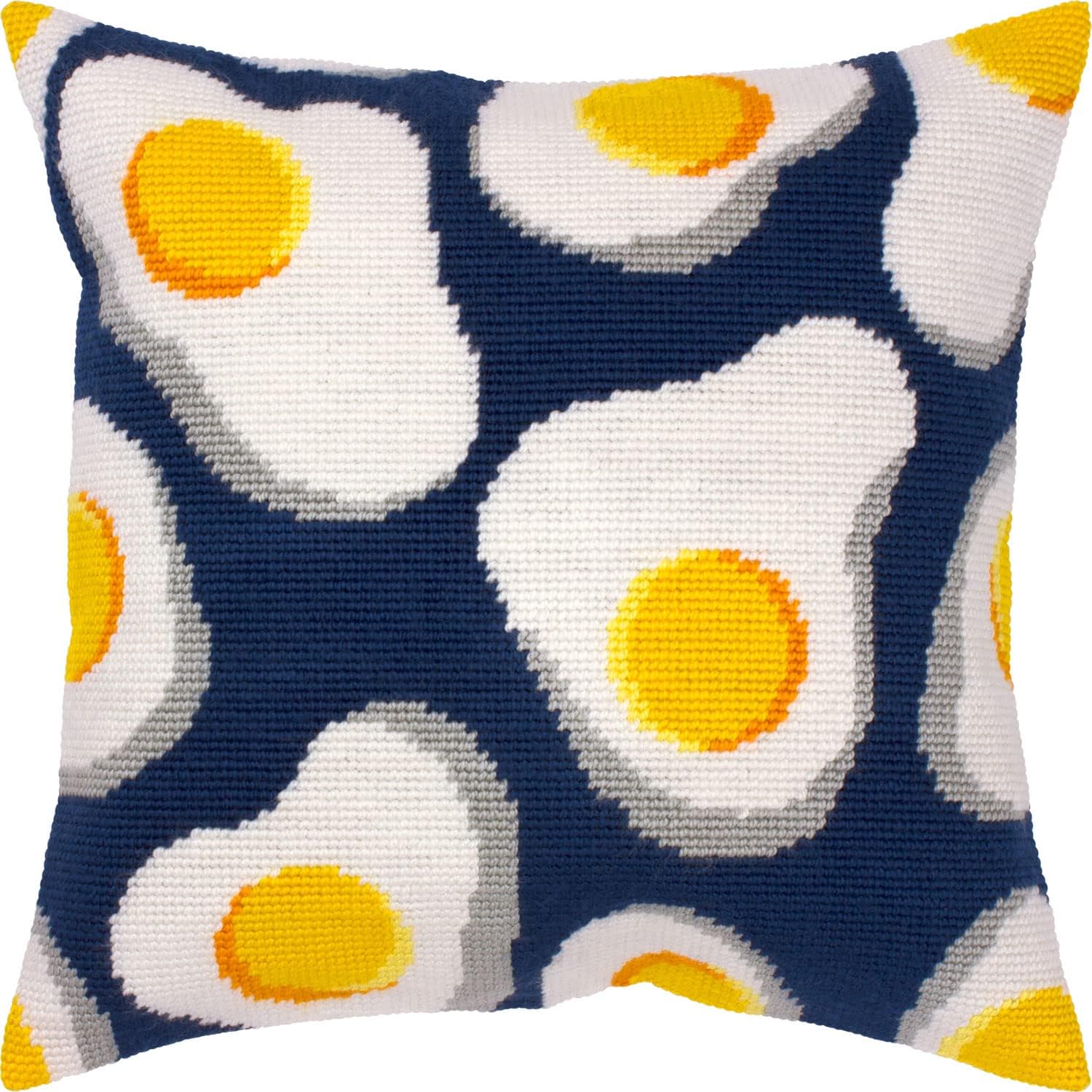 Brvsk Fried Eggs. Stamped Cross-Stitch Kit. Throw Pillow 16×16 Inches. Printed Tapestry Canvas, European Quality
