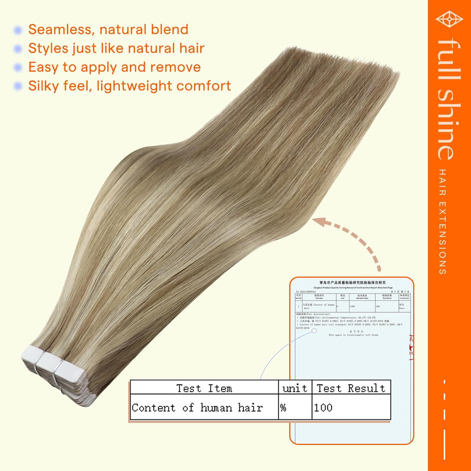 Full Shine Tape in Hair Extensions Color 16/22 Golden Blonde and Medium Blonde Seamless Tape in Hair Extensions Human Hair 22 Inch Highlighted Remy Hair Extensions Tape in 50Gram 20Pcs
