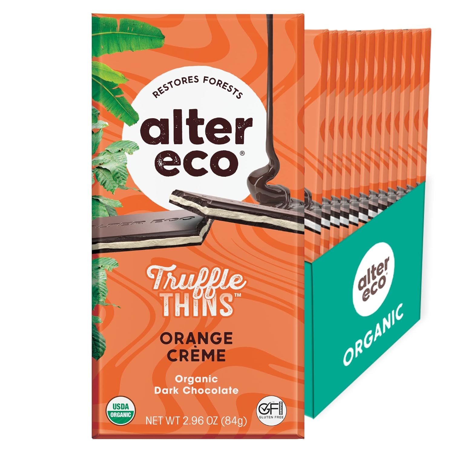 Alter Eco Orange Creme Truffle Thins, Chocolate Bar with