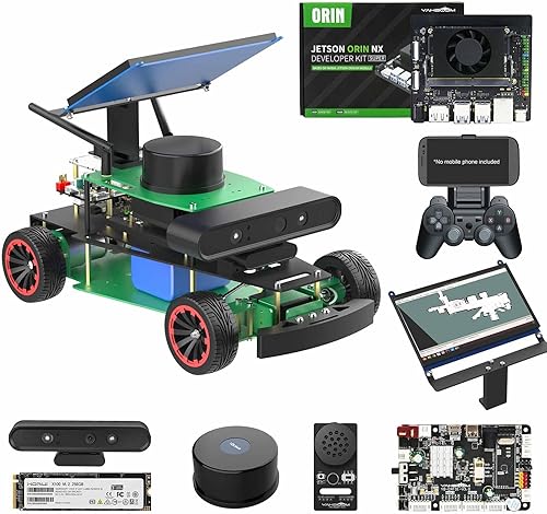 Vista 24 de Yahboom Raspberry Pi Jetson Nano/Jetson Orin Nano Super AI Profesionalmente programable Ackerman Estructura de dirección ROS2 Robot Kit para adultos
