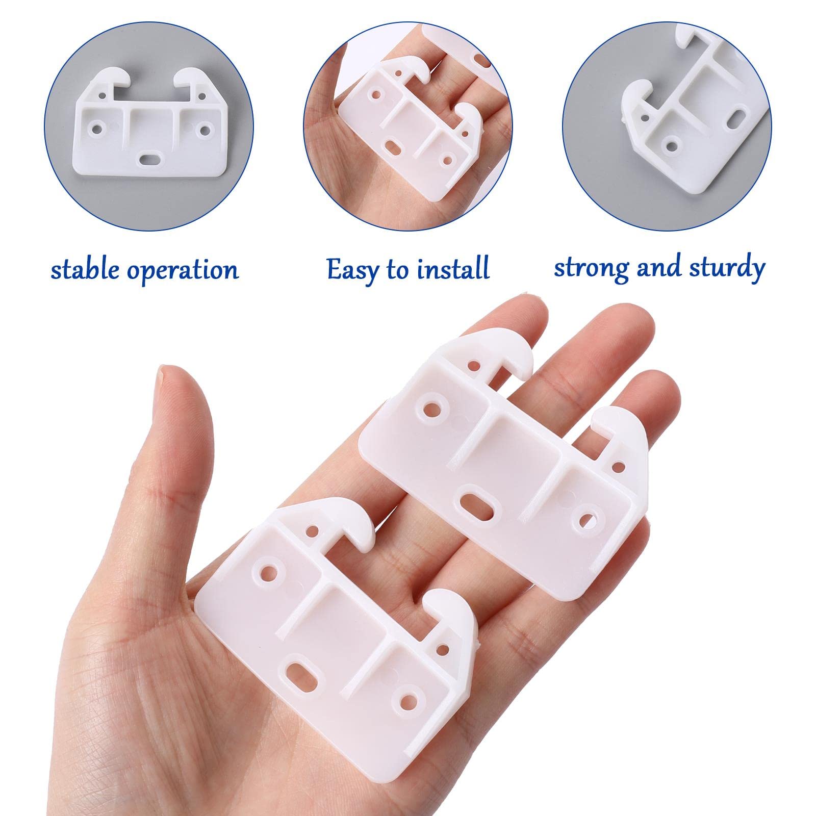 Joyangy 10-Pack White Plastic Rear Drawer Guide Brackets with Screws Joyangy 10-Pack White Plastic Rear Drawer Guide Brackets with Screws