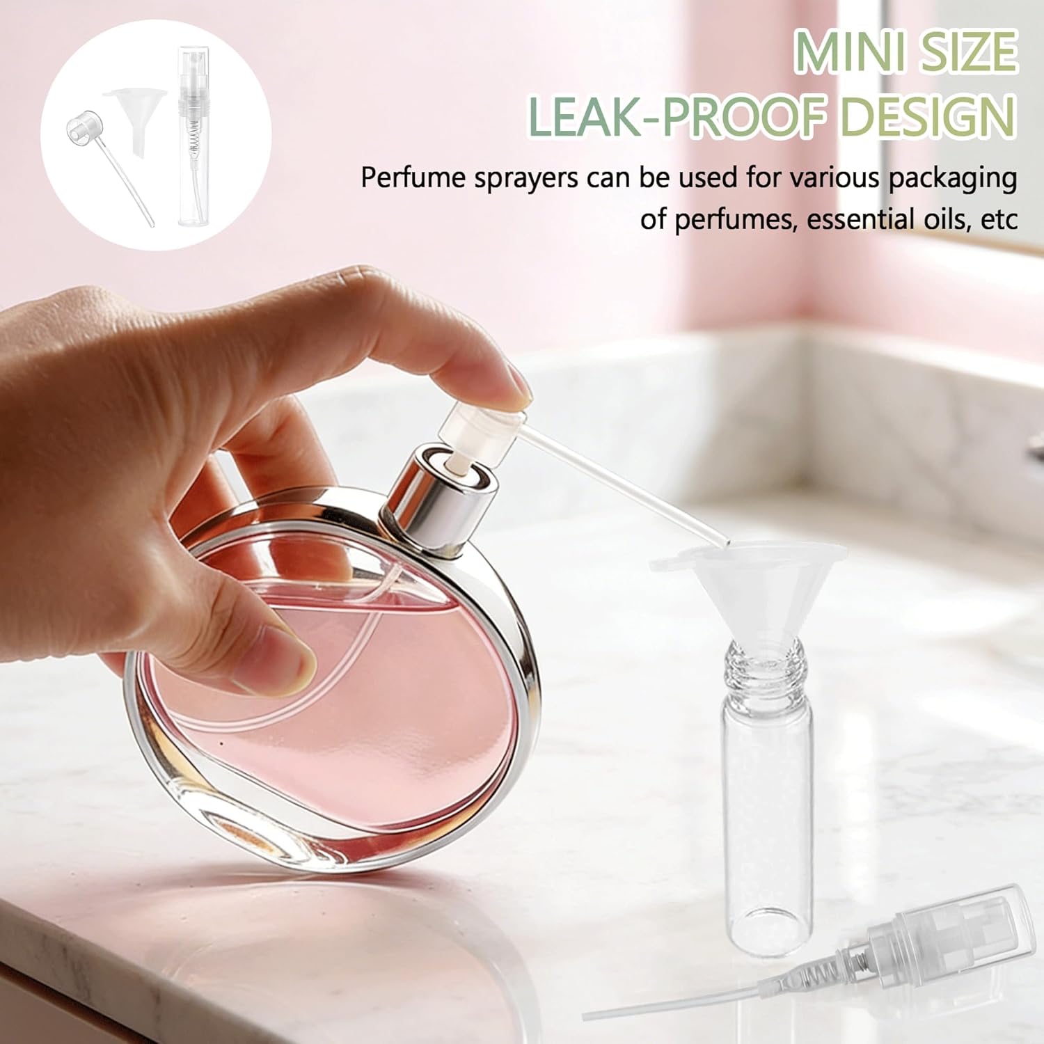 210 Pcs Mini Spray Bottles 3 ml Clear Plastic Perfume Bottles with 20 Tools, Refillable Fine Mist Perfume Atomizer Portable Empty Sample Containers for Cleaning, Essential Oils, Travel (3 ml)