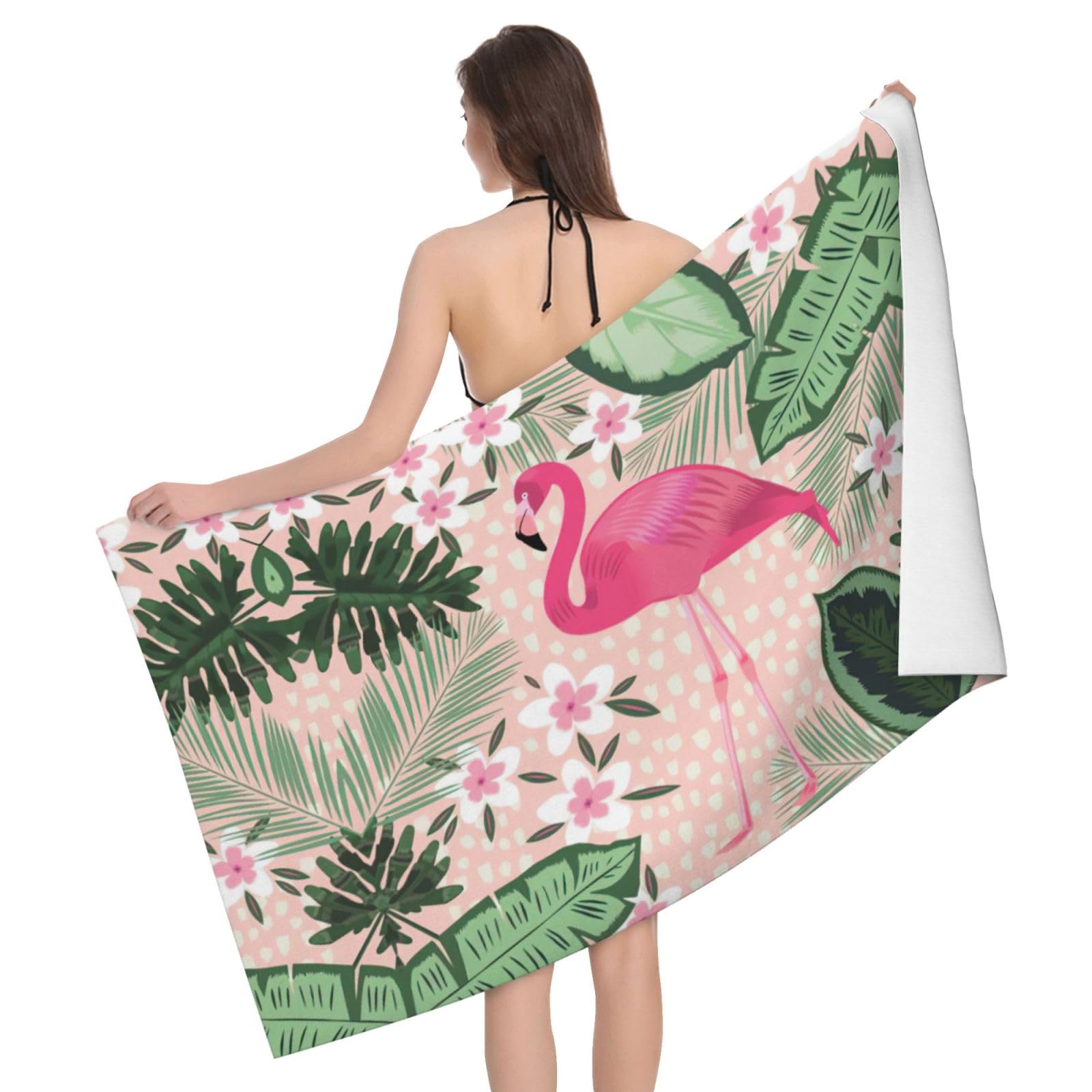 Serviette de bain microfibre flamant rose idéale pour la douche