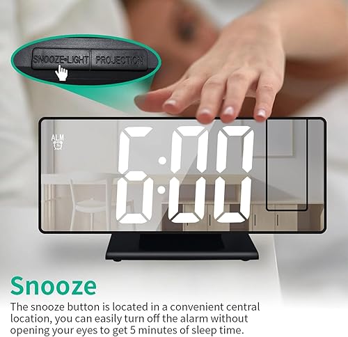 Miniatura 4 de Projection Alarm Clock, Digital Clock Large Display, Multifunction Digital Alarm Clock, Dual Projection Alarm Clock with 8 Inch LED Screen, Modern