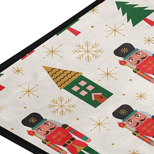 Miniatura 5 de Tapete de cocina antideslizante de cascanueces de Navidad, tapete de cocina con copos de nieve, tapete cómodo de 39 x 20 pulgadas, tapete suave para