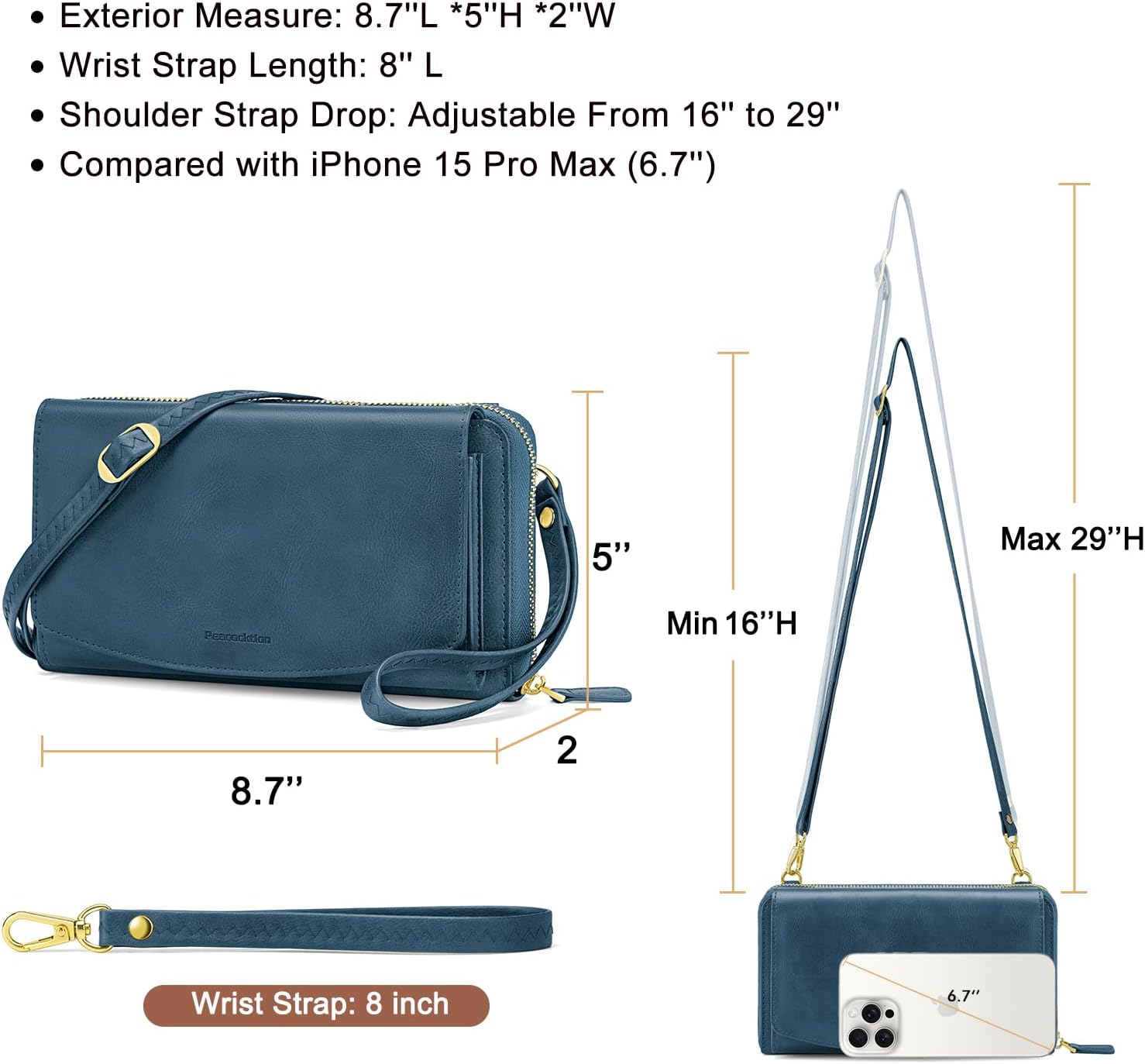Peacocktion Womens Crossbody Wristlet Wallets with Cell Phone Pocket RFID Vegan Leather Cross Body Purses Travel - Image 5