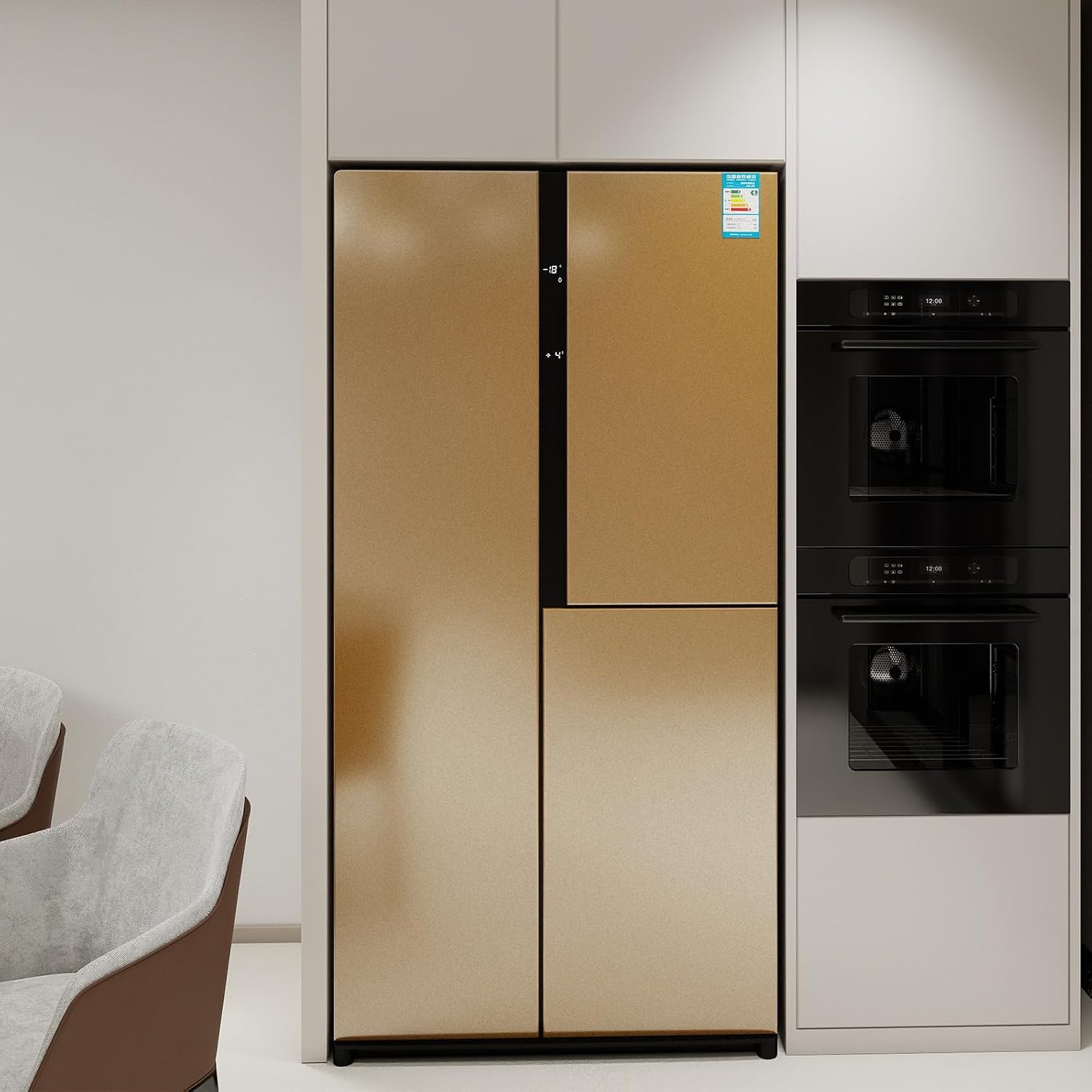Yun-aeon Thick Metallic Dark Gold Peel and Stick Wallpaper 15.7"x 472" Matte Fridge Contact Paper for Countertops Vinyl Self Adhesive Removable Modern Wall Paper for Kitchen