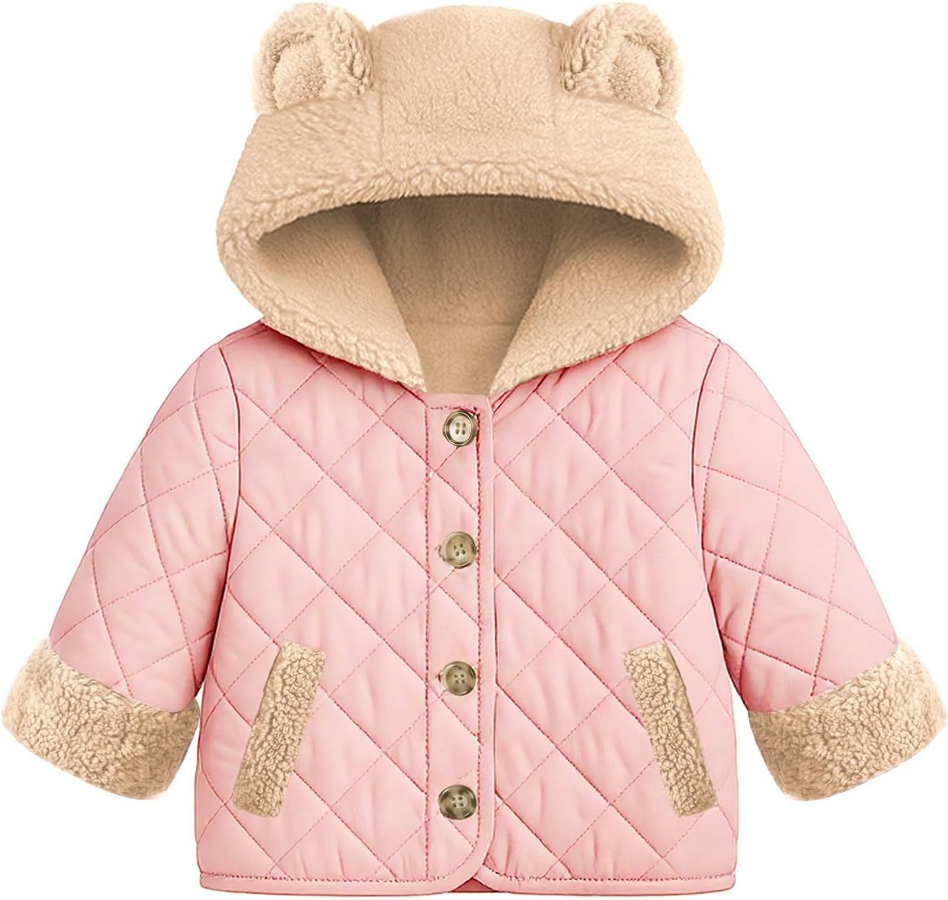 Baby Girl Winter Jackets Coat 6M-3Y Toddler Light Button-up Outwear with Hooded