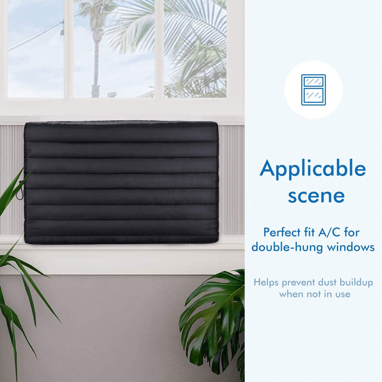 Indoor AC Cover for Air Conditioner Cover Inside Window Unit 28 x 20 x 3.5 inches(L x H x D),Black