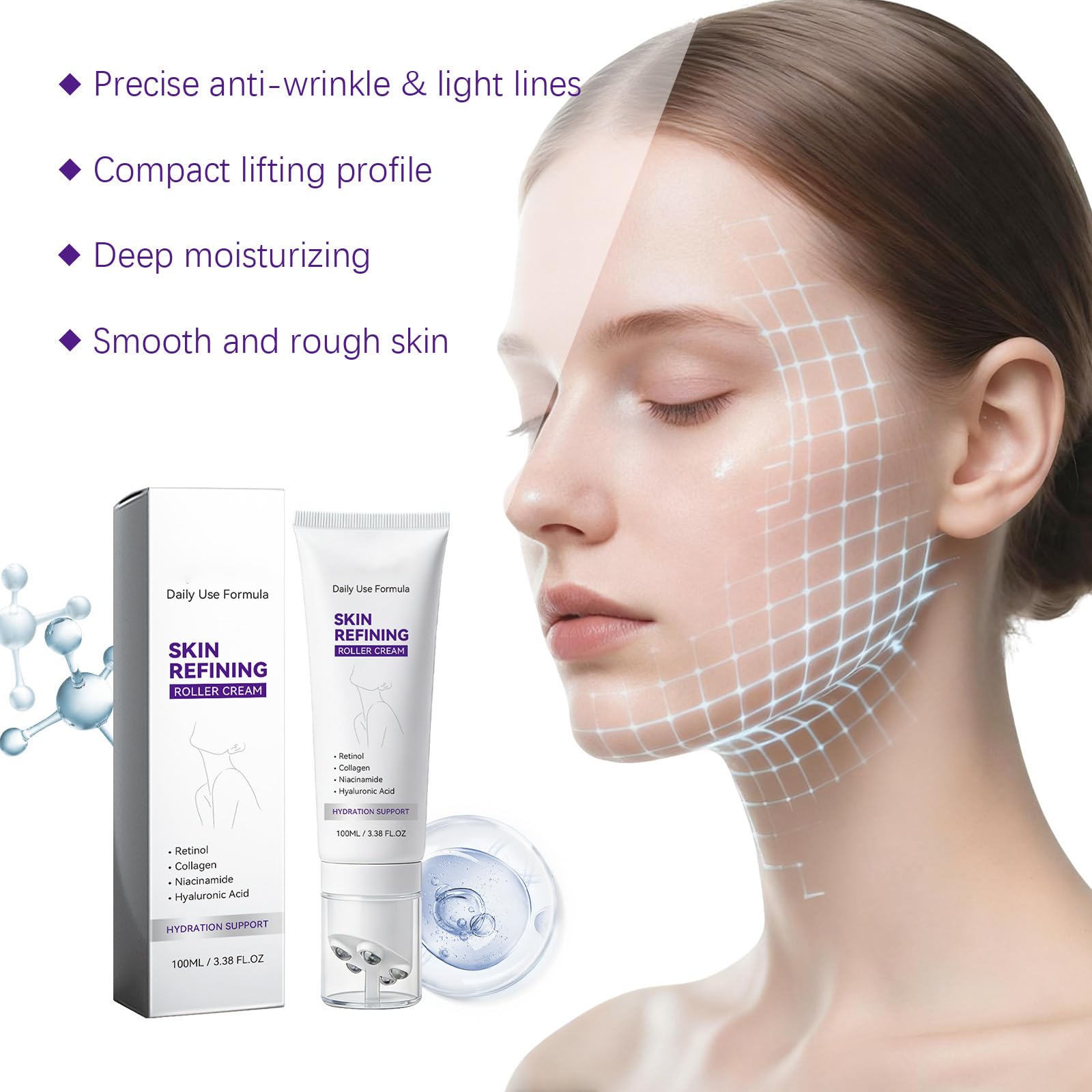 Crema per il Collo Magica al Collagene Fullerene, Cura della Pelle del Collo, Crema per il Collo Rassodante e Rassodante, Riduce Rughe e Doppio Mento, Migliora la Tua Routine di Cura del Collo
