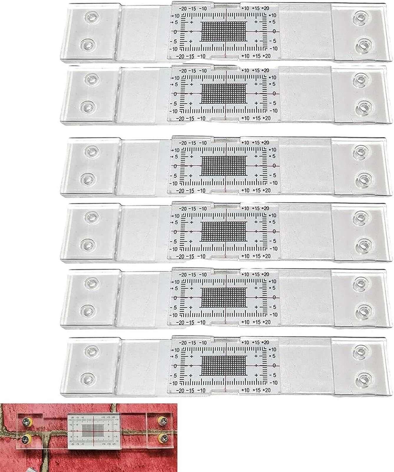6 Jauge Fissure, Instrument Mesure Des Fissures,Outil D'enregistrement Précis Des Fissures,outil Mesure Des Fissures Pour Les Fissures Standard, Dispositif De Surveilla_nce Des Fissures Révélateur