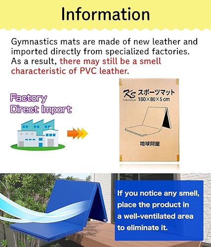 Miniatura 8 de KaRaDaStyle Tapete de gimnasia plegable y elástico de 71 x 31 x 2 pulgadas, para entrenamiento muscular, para niños, para yoga, deportes,